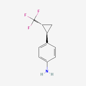 molecular formula C10H10F3N B8216934 (+/-)-4-(trans-2-(Trifluoromethyl)cyclopropyl)aniline 
