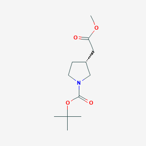 molecular formula C12H21NO4 B8217045 (R)-N-Boc-pyrrolidine-3-acetic acid methyl ester 