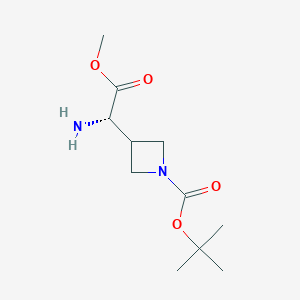 molecular formula C11H20N2O4 B8217150 tert-Butyl 3-[(1S)-1-amino-2-methoxy-2-oxo-ethyl]azetidine-1-carboxylate 
