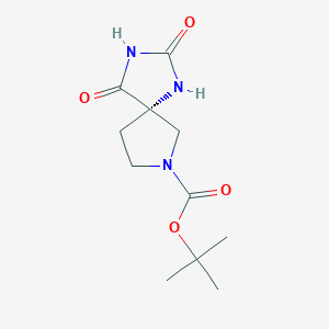 molecular formula C11H17N3O4 B8217155 tert-butyl (5S)-2,4-dioxo-1,3,7-triazaspiro[4.4]nonane-7-carboxylate 