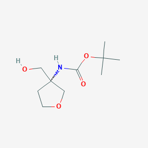 molecular formula C10H19NO4 B8217257 tert-ButylN-[(3R)-3-(hydroxymethyl)oxolan-3-yl]carbamate 