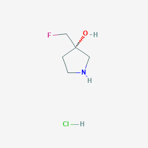 molecular formula C5H11ClFNO B8217273 (3S)-3-(fluoromethyl)pyrrolidin-3-ol;hydrochloride 