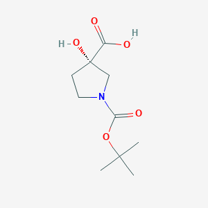 molecular formula C10H17NO5 B8217343 (3S)-3-hydroxy-1-[(2-methylpropan-2-yl)oxycarbonyl]pyrrolidine-3-carboxylic acid 