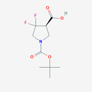 molecular formula C10H15F2NO4 B8217344 (R)-1-(tert-Butoxycarbonyl)-4,4-difluoropyrrolidine-3-carboxylic acid 