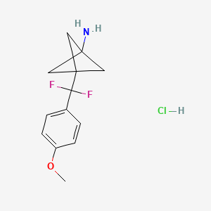 molecular formula C13H16ClF2NO B8217359 3-[Difluoro-(4-methoxyphenyl)methyl]bicyclo[1.1.1]pentan-1-amine;hydrochloride 