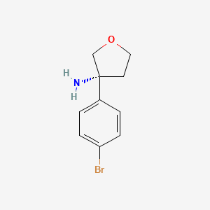 molecular formula C10H12BrNO B8217416 (3R)-3-(4-bromophenyl)oxolan-3-amine 