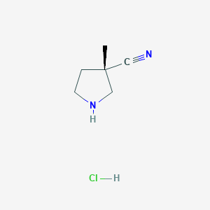 molecular formula C6H11ClN2 B8217441 (S)-3-Methylpyrrolidine-3-carbonitrile hydrochloride 