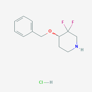 molecular formula C12H16ClF2NO B8217449 (4S)-3,3-difluoro-4-phenylmethoxypiperidine;hydrochloride 