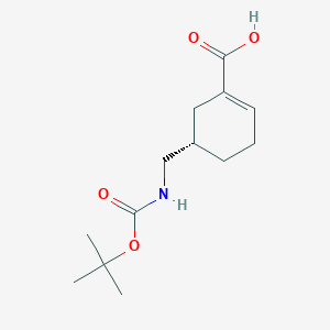 molecular formula C13H21NO4 B8217475 5-({[(Tert-butoxy)carbonyl]amino}methyl)cyclohex-1-ene-1-carboxylic acid 