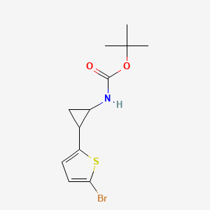 molecular formula C12H16BrNO2S B8217515 tert-Butyl (2-(5-bromothiophen-2-yl)cyclopropyl)carbamate 