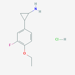 molecular formula C11H15ClFNO B8217530 2-(4-Ethoxy-3-fluorophenyl)cyclopropan-1-amine;hydrochloride 