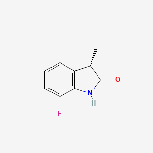 molecular formula C9H8FNO B8217546 (3S)-7-fluoro-3-methyl-1,3-dihydroindol-2-one 