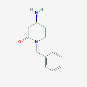 molecular formula C12H16N2O B8217560 (4S)-4-amino-1-benzylpiperidin-2-one 