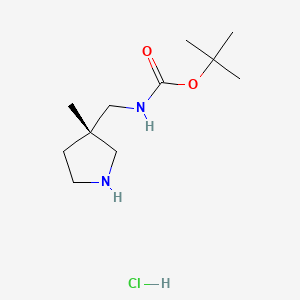 molecular formula C11H23ClN2O2 B8217683 tert-butyl N-[[(3S)-3-methylpyrrolidin-3-yl]methyl]carbamate;hydrochloride 