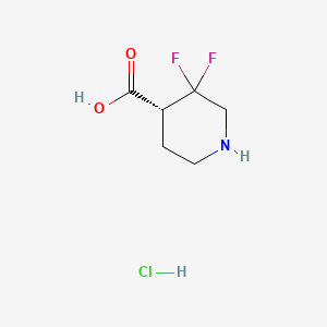 molecular formula C6H10ClF2NO2 B8217722 (4R)-3,3-difluoropiperidine-4-carboxylic acid;hydrochloride 