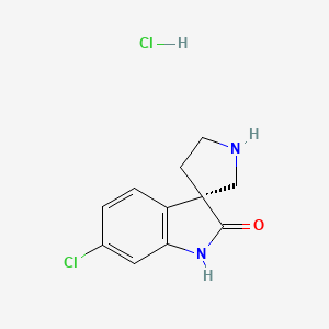 molecular formula C11H12Cl2N2O B8217828 (3R)-6-chlorospiro[1H-indole-3,3'-pyrrolidine]-2-one;hydrochloride 