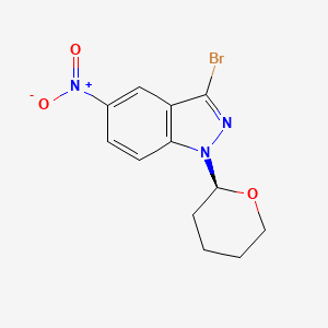 molecular formula C12H12BrN3O3 B8217831 3-bromo-5-nitro-1-[(2S)-oxan-2-yl]indazole 