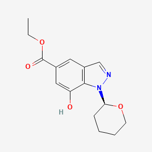 molecular formula C15H18N2O4 B8217863 ethyl 7-hydroxy-1-[(2S)-oxan-2-yl]indazole-5-carboxylate 