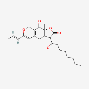 molecular formula C23H30O5 B8217921 2,3,3a,4,9,9a-Hexahydro-3-octanoyl-6-(1-propenyl)-9a-methyl-8H-furo[3,2-g][2]benzopyran-2,9-dione 