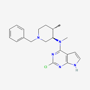 molecular formula C20H24ClN5 B8218027 N-(Rel-(3R,4S)-1-benzyl-4-methylpiperidin-3-YL)-2-chloro-N-methyl-7H-pyrrolo[2,3-D]pyrimidin-4-amine 