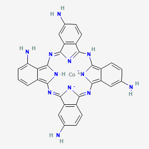 molecular formula C32H22CoN12 B8218050 cobalt(2+);(1Z,11Z,19Z)-2,11,20,29,37,40-hexaza-38,39-diazanidanonacyclo[28.6.1.13,10.112,19.121,28.04,9.013,18.022,27.031,36]tetraconta-1,3,5,7,9,11,13(18),14,16,19,21,23,25,27,30(37),31(36),32,34-octadecaene-5,15,24,34-tetramine 