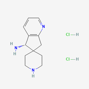 molecular formula C12H19Cl2N3 B8218051 (S)-5,7-Dihydrospiro[cyclopenta[b]pyridine-6,4'-piperidin]-5-amine dihydrochloride 