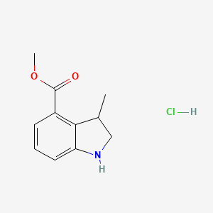 molecular formula C11H14ClNO2 B8218091 Methyl 3-methylindoline-4-carboxylate;hydrochloride 