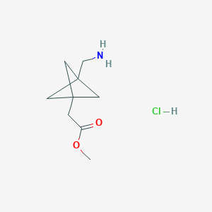 molecular formula C9H16ClNO2 B8218114 Methyl 2-[3-(aminomethyl)bicyclo[1.1.1]pentan-1-yl]acetate hydrochloride 