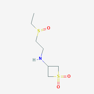 molecular formula C7H15NO3S2 B8218324 3-((2-(Ethylsulfinyl)ethyl)amino)thietane1,1-dioxide 