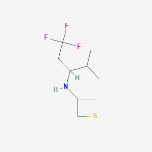molecular formula C9H16F3NS B8218528 N-(1,1,1-Trifluoro-4-methylpentan-3-yl)thietan-3-amine 