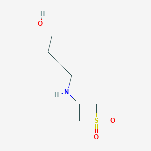 molecular formula C9H19NO3S B8218552 3-((4-Hydroxy-2,2-dimethylbutyl)amino)thietane 1,1-dioxide 