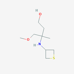 molecular formula C9H19NO2S B8218646 4-Methoxy-3-methyl-3-(thietan-3-ylamino)butan-1-ol 