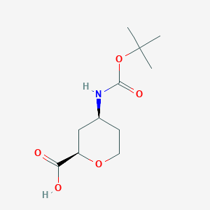 molecular formula C11H19NO5 B8218777 (2R,4S)-4-(tert-butoxycarbonylamino)tetrahydropyran-2-carboxylic acid 