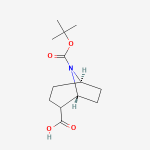 molecular formula C13H21NO4 B8218778 (1R,5R)-8-[(2-methylpropan-2-yl)oxycarbonyl]-8-azabicyclo[3.2.1]octane-2-carboxylic acid 