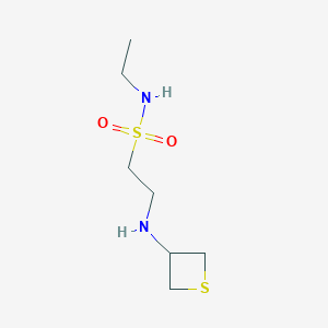 molecular formula C7H16N2O2S2 B8218818 N-Ethyl-2-(thietan-3-ylamino)ethane-1-sulfonamide 