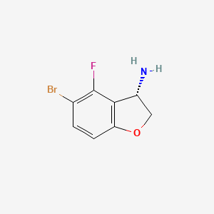 molecular formula C8H7BrFNO B8218857 (S)-5-Bromo-4-fluoro-2,3-dihydrobenzofuran-3-amine 