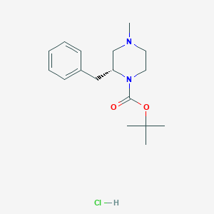 molecular formula C17H27ClN2O2 B8218872 tert-Butyl (R)-2-benzyl-4-methylpiperazine-1-carboxylate hydrochloride 