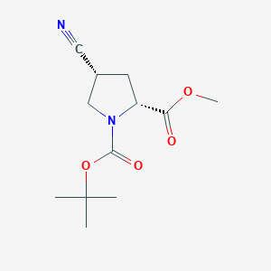 molecular formula C12H18N2O4 B8218962 1-(Tert-butyl) 2-methyl (2R,4R)-4-cyanopyrrolidine-1,2-dicarboxylate 