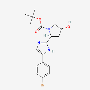 molecular formula C18H22BrN3O3 B8218969 Tert-butyl (2S,4R)-2-(5-(4-bromophenyl)-1H-imidazol-2-YL)-4-hydroxypyrrolidine-1-carboxylate 