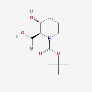 molecular formula C11H19NO5 B8219014 (2R,3R)-1-[(tert-Butoxy)carbonyl]-3-hydroxypiperidine-2-carboxylic acid 