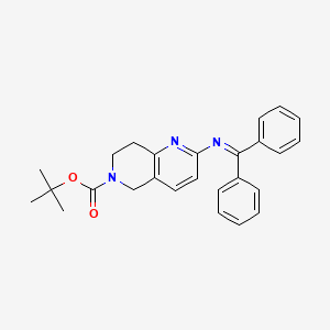 molecular formula C26H27N3O2 B8219065 tert-Butyl 2-(Diphenylmethyleneamino)-7,8-dihydro-1,6-naphthyridine-6(5H)-carboxylate 