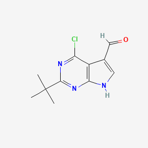 molecular formula C11H12ClN3O B8219090 2-(tert-Butyl)-4-chloro-7H-pyrrolo[2,3-d]pyrimidine-5-carbaldehyde 