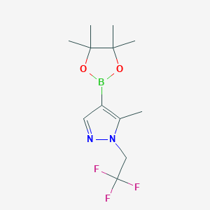molecular formula C12H18BF3N2O2 B8219122 5-Methyl-4-(4,4,5,5-tetramethyl-1,3,2-dioxaborolan-2-yl)-1-(2,2,2-trifluoroethyl)-1h-pyrazole 
