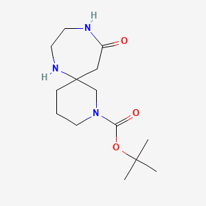 molecular formula C14H25N3O3 B8219387 Tert-butyl 11-oxo-2,7,10-triazaspiro[5.6]dodecane-2-carboxylate 