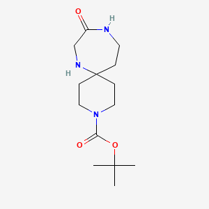 molecular formula C14H25N3O3 B8219410 Tert-butyl 9-oxo-3,7,10-triazaspiro[5.6]dodecane-3-carboxylate 