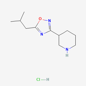 molecular formula C11H20ClN3O B8219463 3-[5-(2-Methylpropyl)-1,2,4-oxadiazol-3-yl]piperidine hydrochloride 