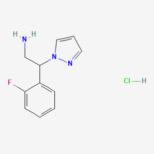 molecular formula C11H13ClFN3 B8219487 2-(2-fluorophenyl)-2-(1H-pyrazol-1-yl)ethan-1-amine hydrochloride 