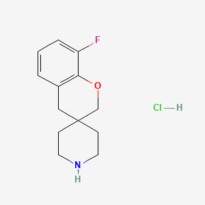 molecular formula C13H17ClFNO B8219536 8-Fluoro-2,4-dihydrospiro[1-benzopyran-3,4'-piperidine] hydrochloride 