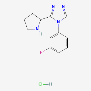 molecular formula C12H14ClFN4 B8219553 4-(3-fluorophenyl)-3-(pyrrolidin-2-yl)-4H-1,2,4-triazole hydrochloride 