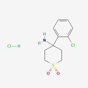 molecular formula C11H15Cl2NO2S B8219560 4-(2-Chlorophenyl)-1,1-dioxothian-4-amine;hydrochloride 